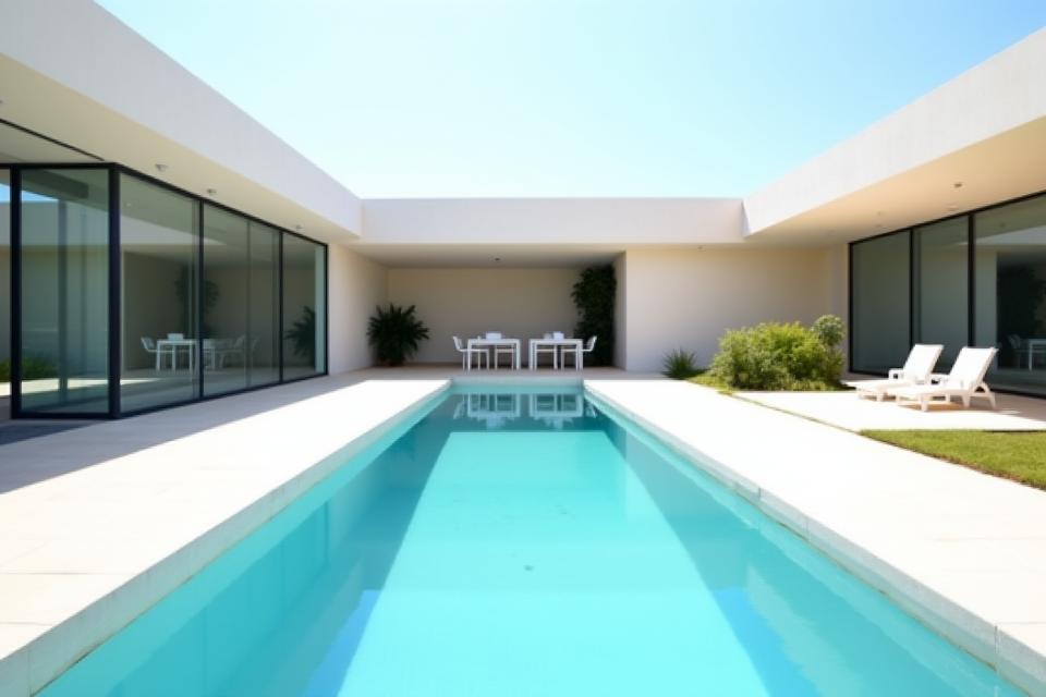 Couloir de nage dans une villa d'architecte.